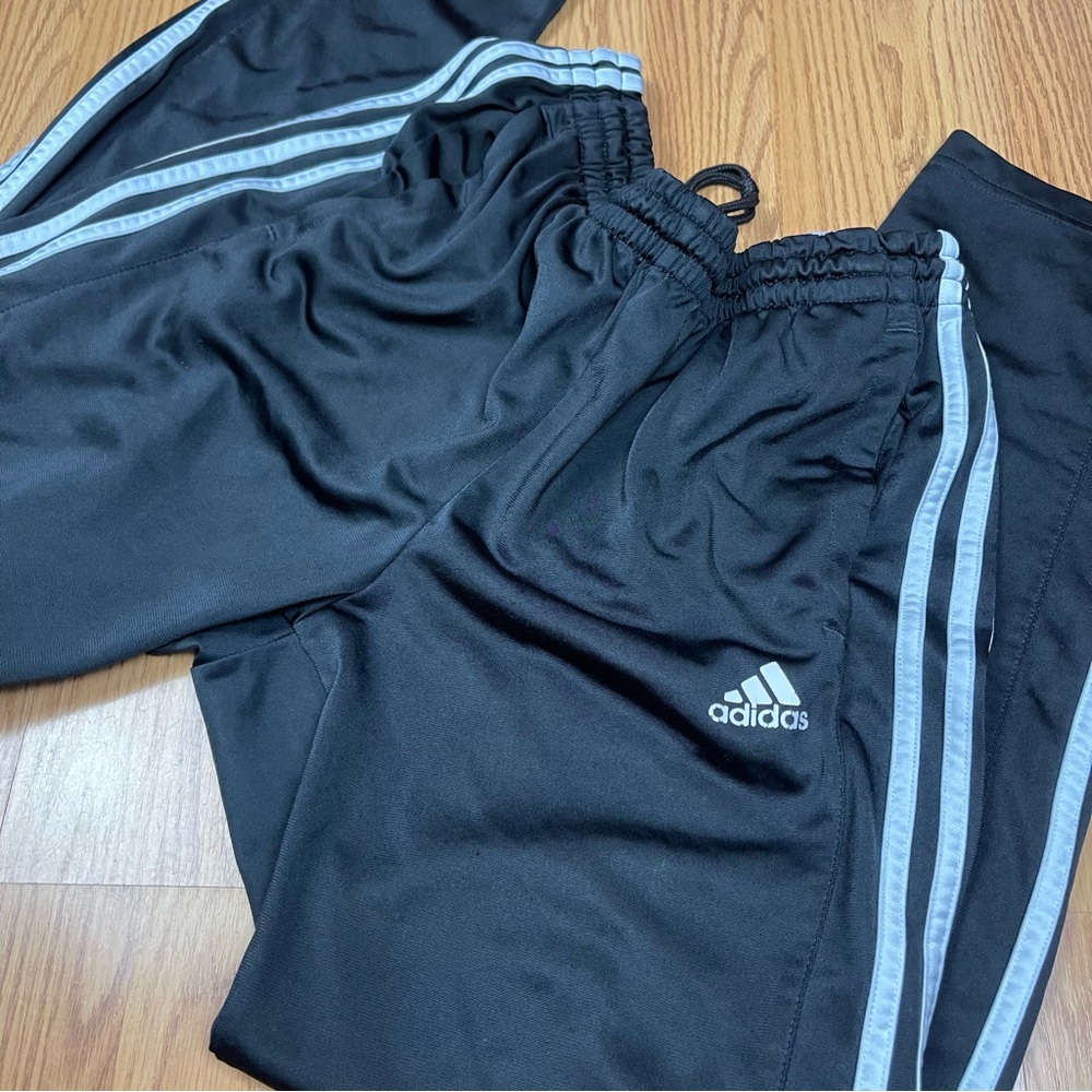 Adidas Black Joggers with White Stripes